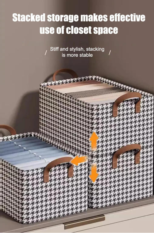 🔥Limited Time: Buy One Get One + Extra 50% Off🔥Premium Houndstooth Clothes Bin | Save 80% Closet Space, Dust & Moisture Resistant