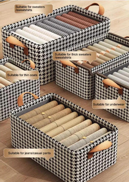 🔥Limited Time: Buy One Get One + Extra 50% Off🔥Premium Houndstooth Clothes Bin | Save 80% Closet Space, Dust & Moisture Resistant
