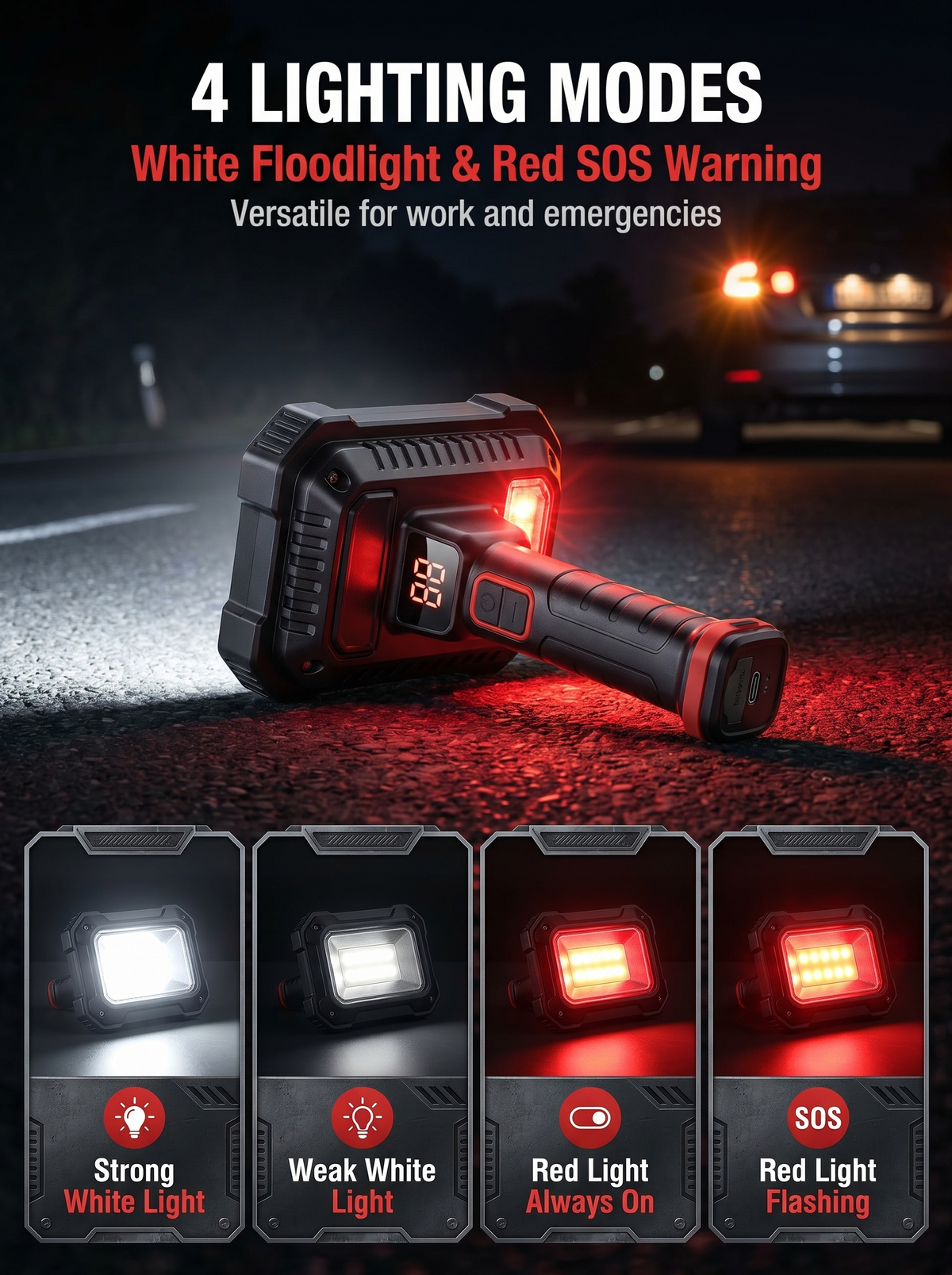 🎁【FathersDayGift】50%OFF🚙 Under Hood Work Light Bar, 3000LM LED Magnetic Light Bar with Hooks