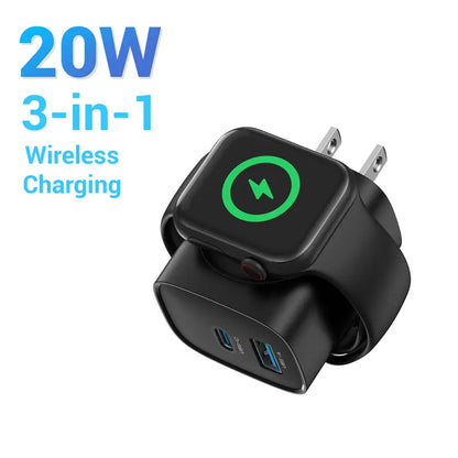 🔥Bonus Free Cable!🔥3-in-1 Magnetic Apple Watch & iPhone Charger